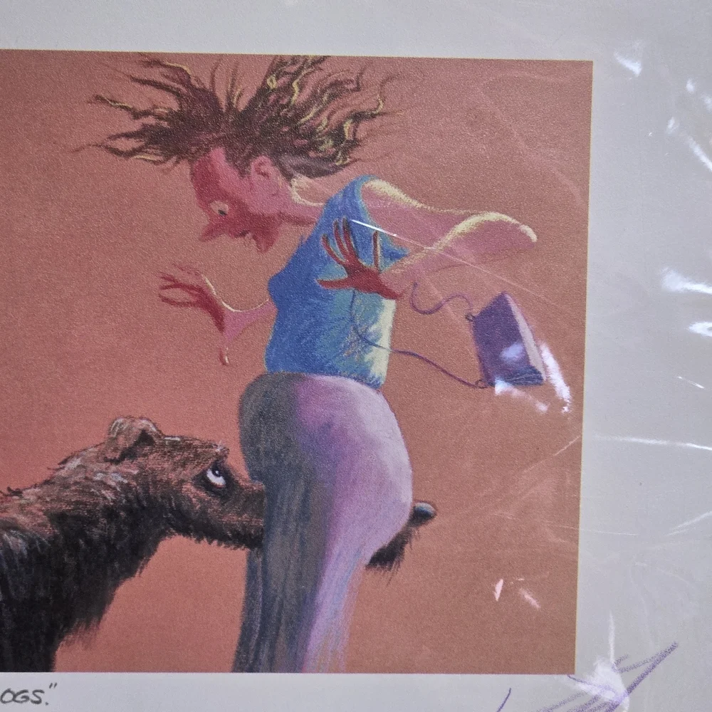 "The Trouble with Big Dogs" Art Print By Jeff Leedy Signed - Picture 4 of 6